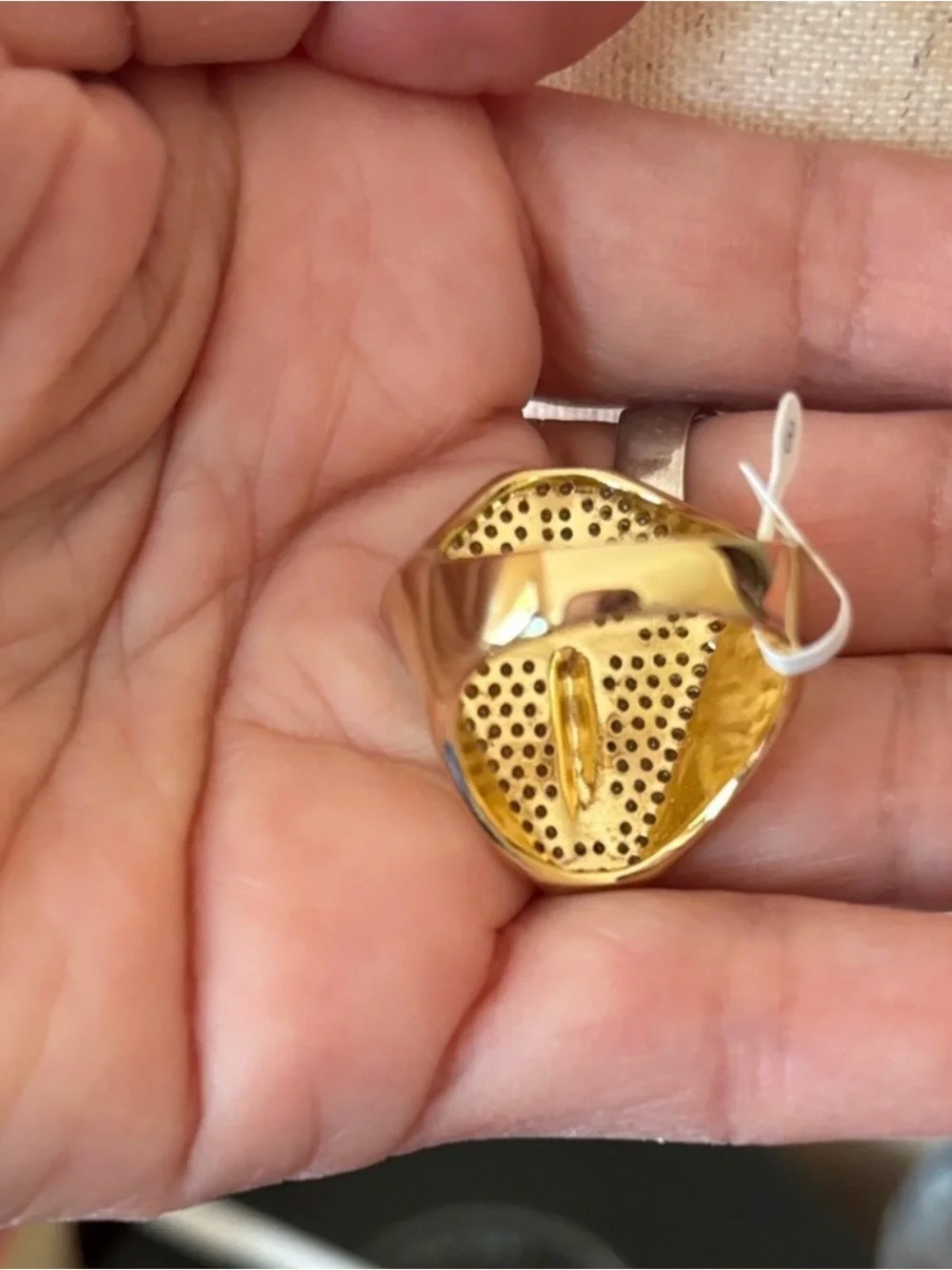 Gold Crystal Crucifix Unisex Ring - Gold Tone